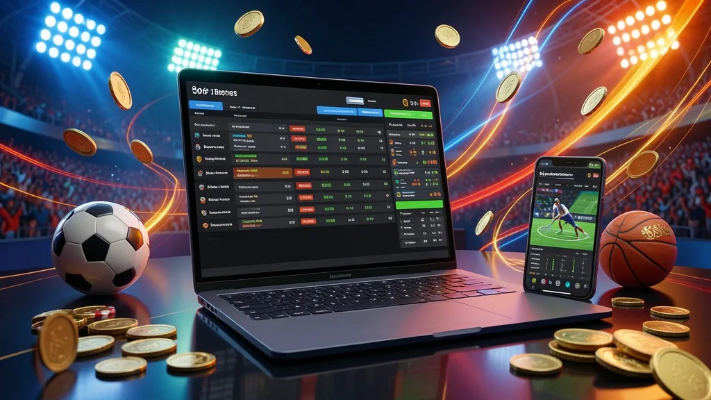 Laptop and smartphone displaying multi-sport betting interfaces and odds
